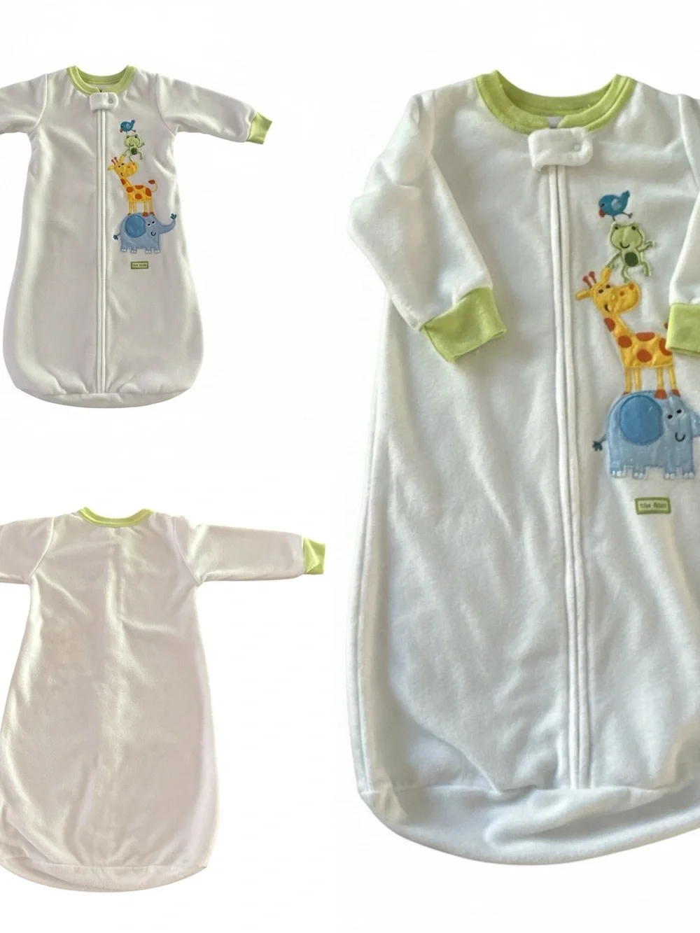 Carter's Sleep Sack 0-9 Months White Green Fleece Full Zip Baby Wearable Blanket